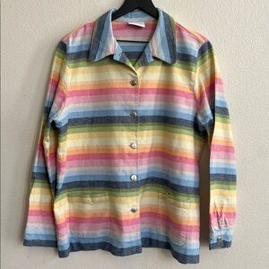 ALFRED DUNNER Vintage Pastel Striped Linen Blend Jacket